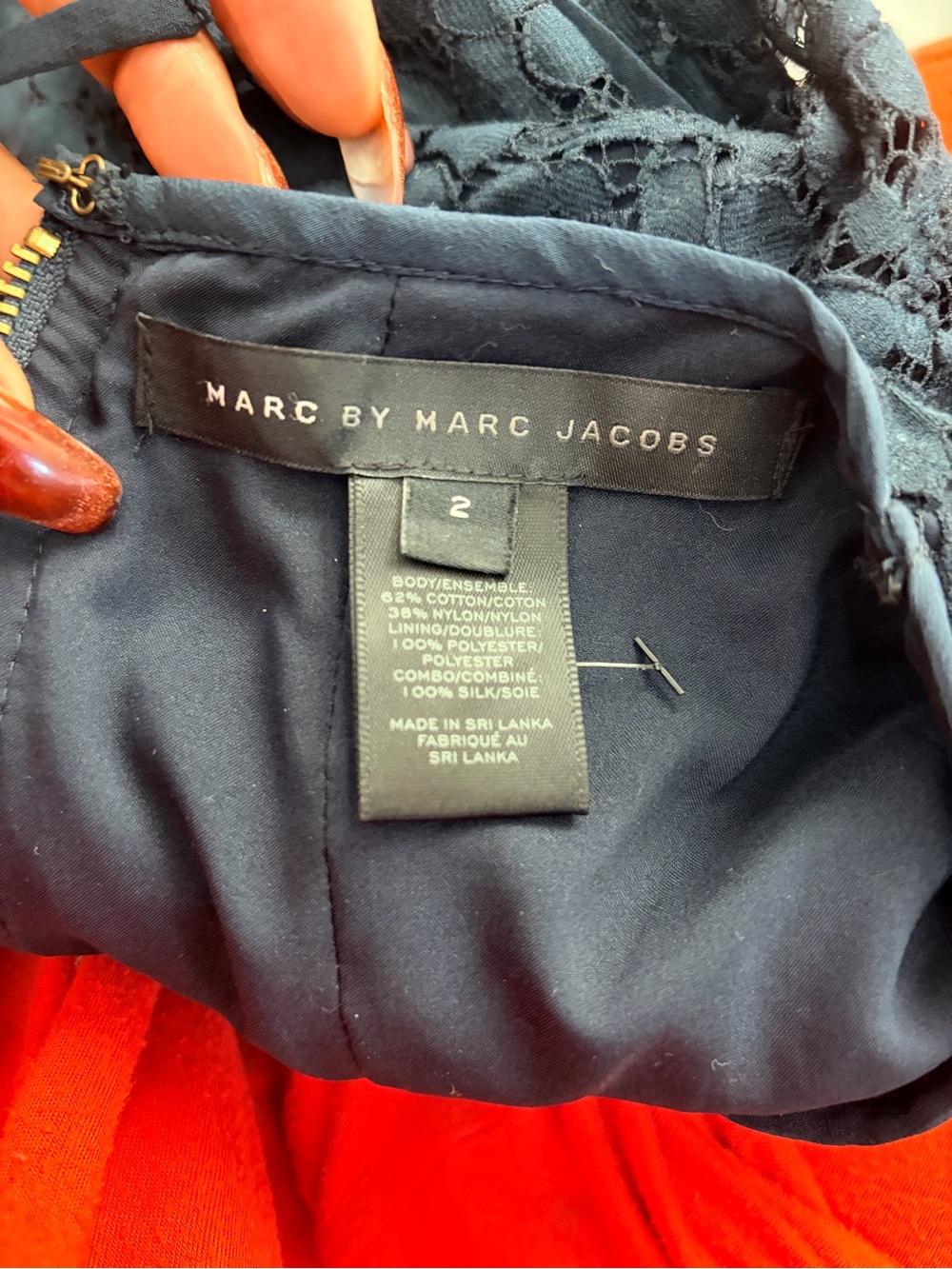Classic Navy Scoop-Neck Dress Marc by Marc Jacobs blue lace dress back zipper - Picture 8 of 8